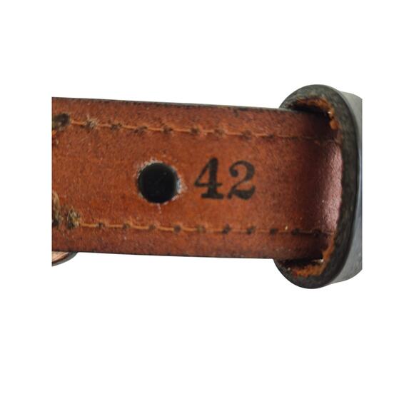 Handcrafted Real McCoy Western Leather Belt Brown Size 42 Tooled Silver USA - Picture 9 of 9